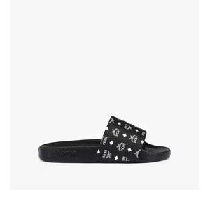 -NWT- MCM MONOGRAM PRINT RUBBER SLIDES IN BLACK SZ 7